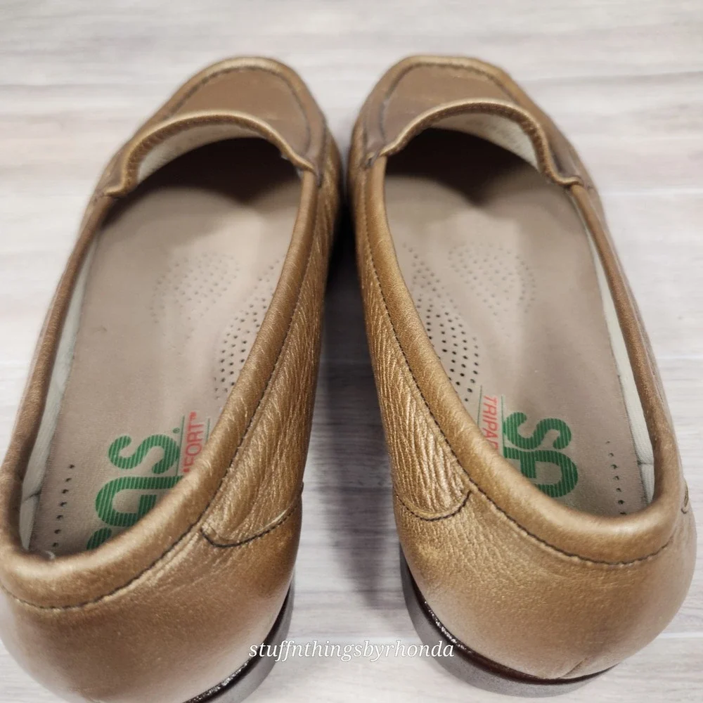 SAS Simplify Tripad Comfort Slip On Loafer Leather Shoe Bronze Ladies 6 1/2 WW